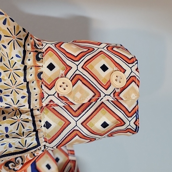 Fate button down satin long sleeve border blouse - Picture 6 of 10